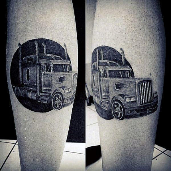 Black Ink Circle Guys Semi Truck Tattoos