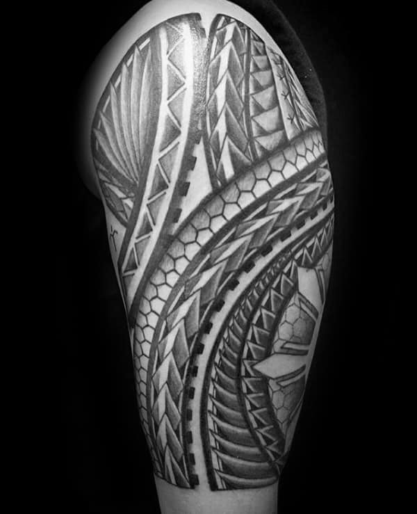 Black Ink Cool Tribal Tattoos For Guys Half Sleeve