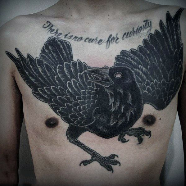 Black Ink Crown Traditional Mens Cover Up Chest Tattoo Designs