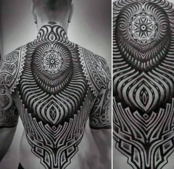 Black Ink Design Tribal Tattoos For Guys Back