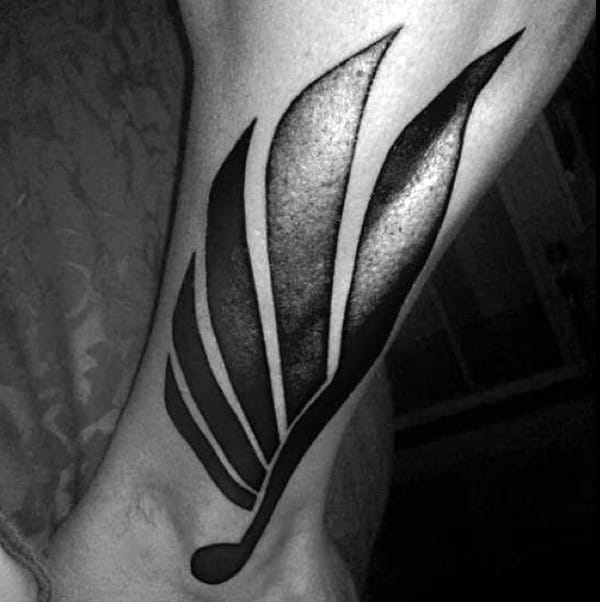 Black Ink Male Hermes Ankle And Leg Tattoo Design Inspiration