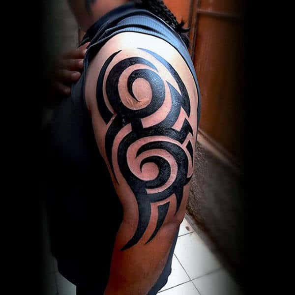 Black Ink Masculine Tribal Tattoos For Men Arms