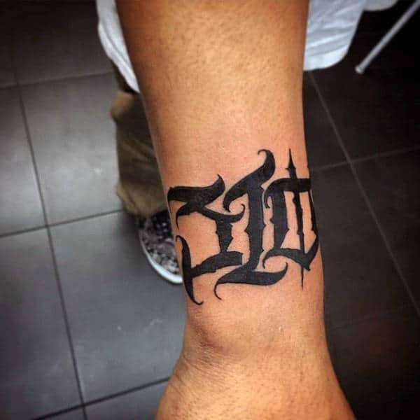 Black Ink Numbers Area Code Mens Wrist Tatoo