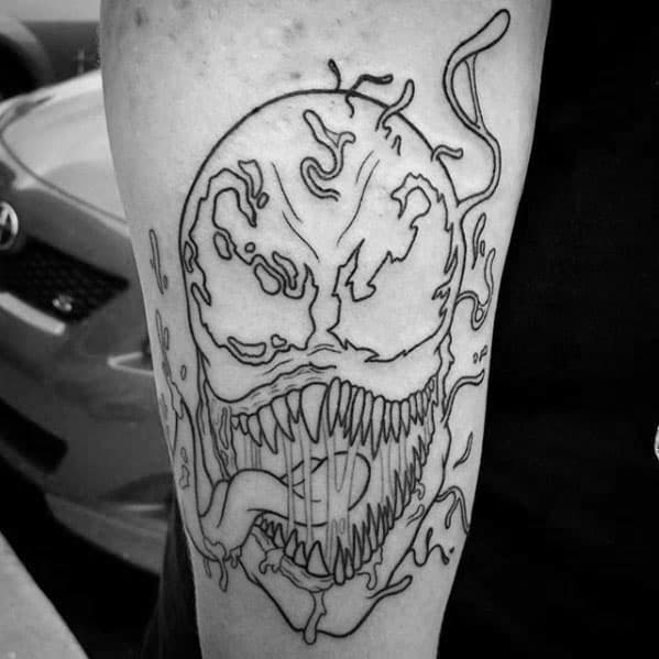 Black Ink Oultine Inner Forearm Male Cool Carnage Tattoo Ideas