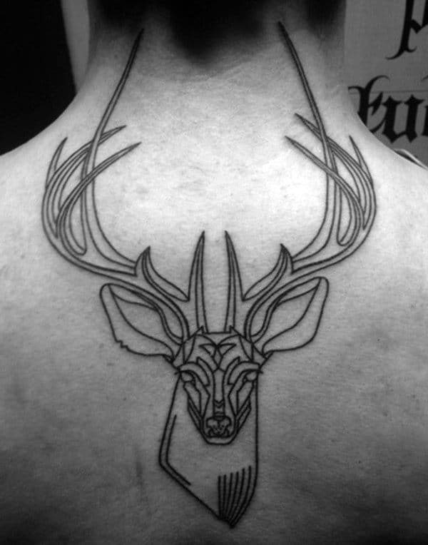 Black Ink Outline Antler Guys Tattoos
