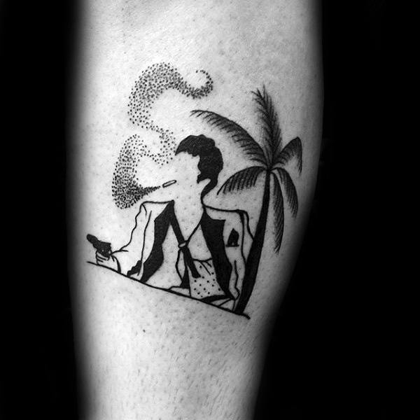 Black Ink Outline Scarface Mens Small Simple Arm Tattoos