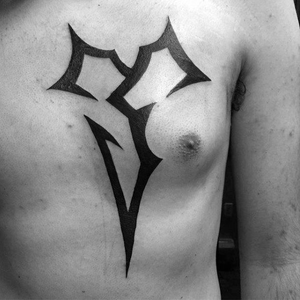 black ink symbol final fantasy video game mens chest tattoos