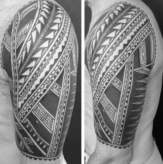 Black Ink Tribal Tattoos Designs For Men Half Sleeve