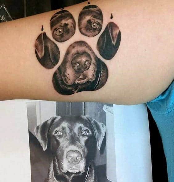 Black Lab Mens Dog Paw Inner Arm Tattoos