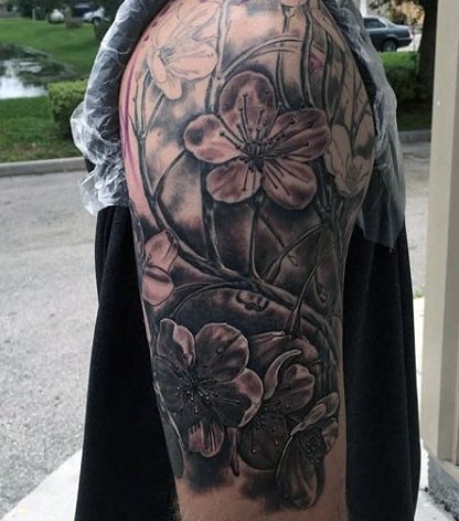 Black Lilly Flower Tattoo