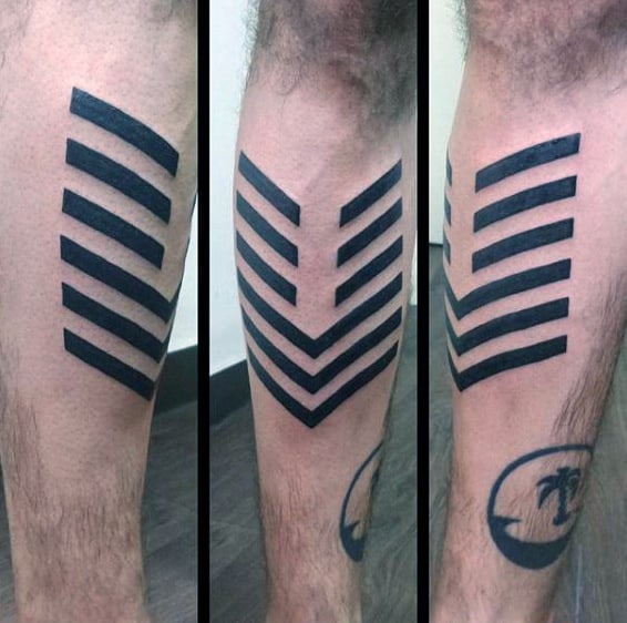 Black Lines Arrow Guys Shin Tattoos