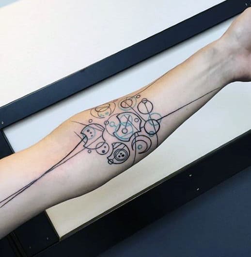Black Lines Gallifreyan Male Full Arm Tattoo