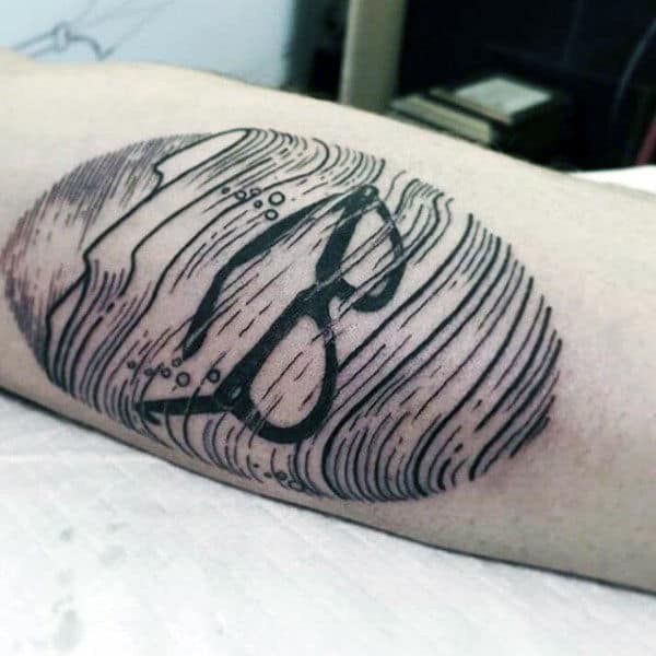 Black Lines Guys Glasses Arm Tattoo