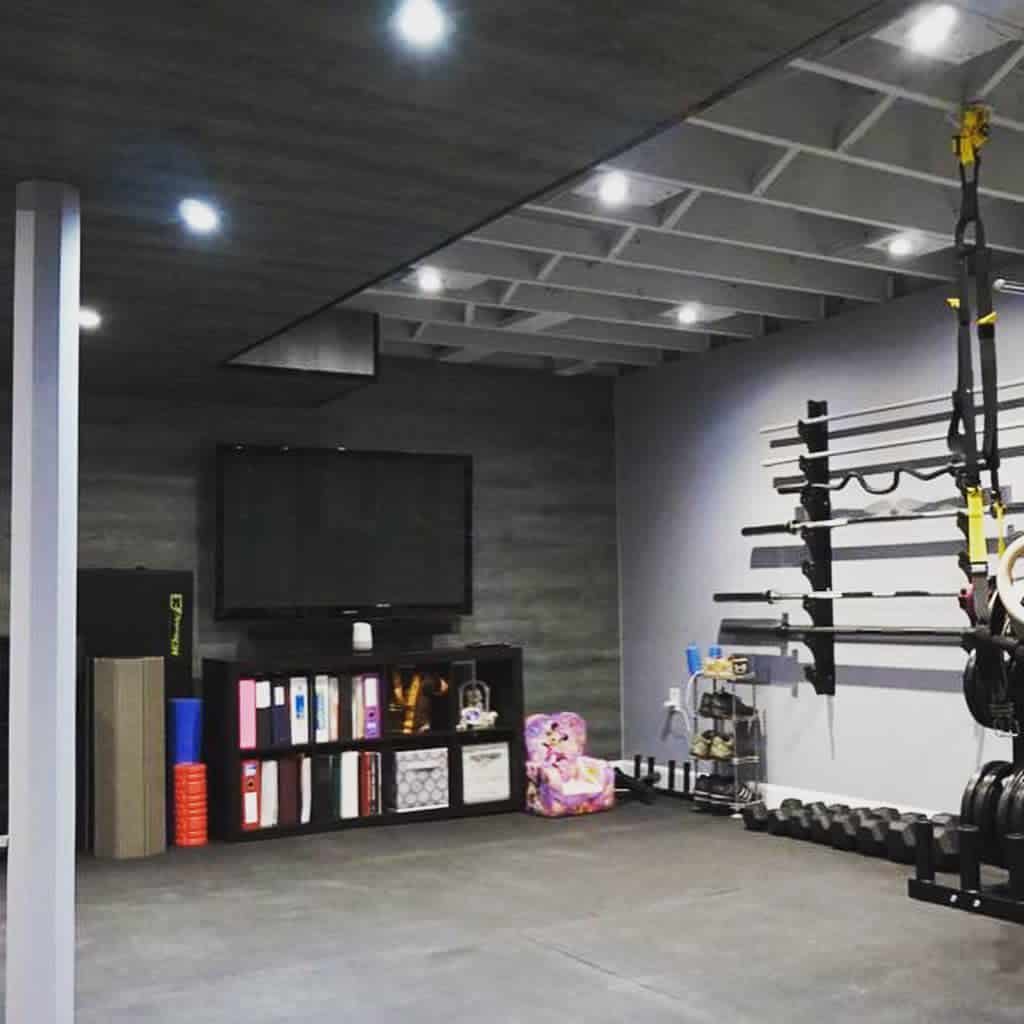 garage turned into fitness room