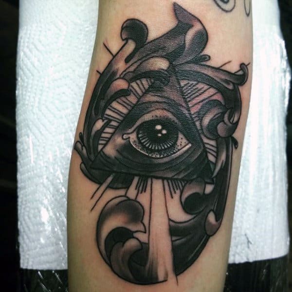 Black Male Forearms Illuminati Tattoo