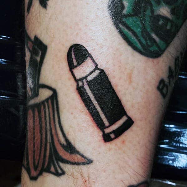 Black Outline Bullet Small Mens Tattoos