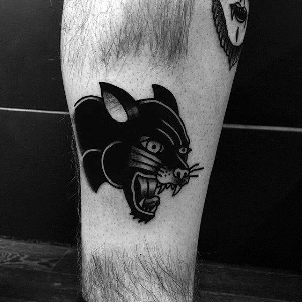 Black Panther Simple Leg Mens Tattoos