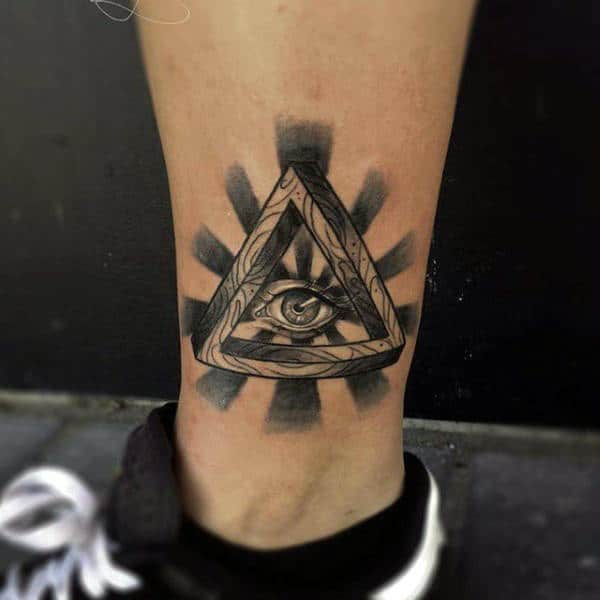 Black Rays Illuminati Tattoo Male Ankles