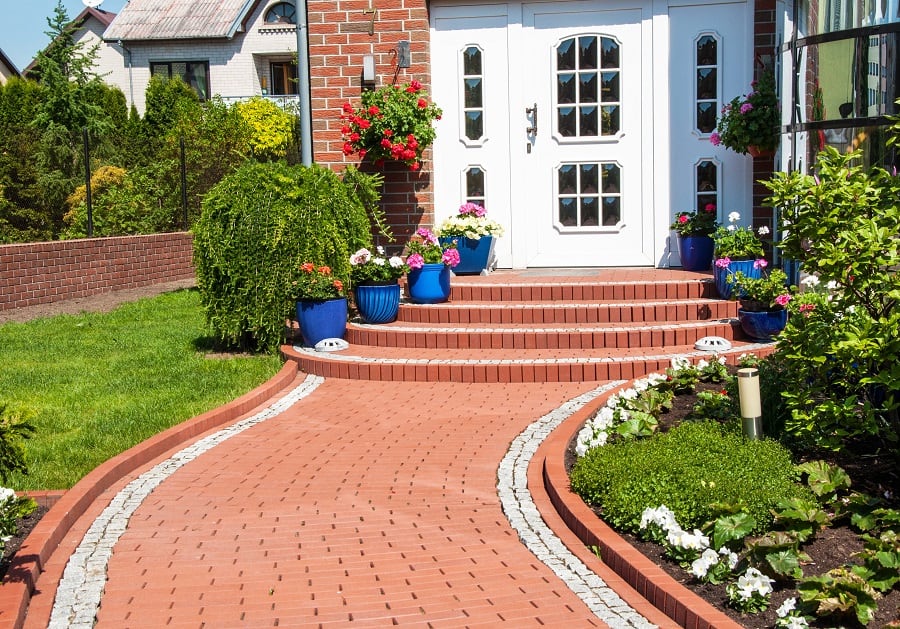 red brick paver pathway