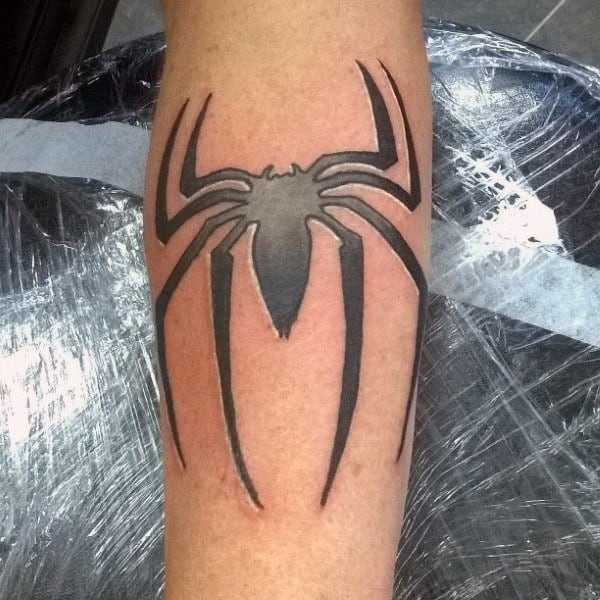 Black Spider Tattoo Male Forearms