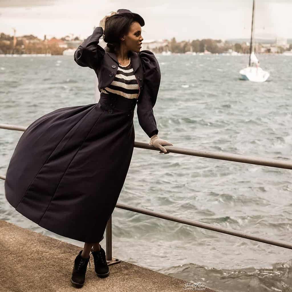 Black Stripe Dress Victorian Style