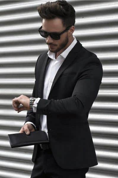 Black Suit Styles For Gentlemen Without Tie