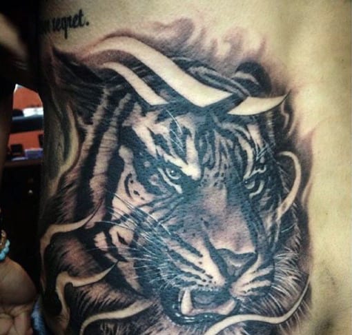 Black Tiger Back Tattoo For Men