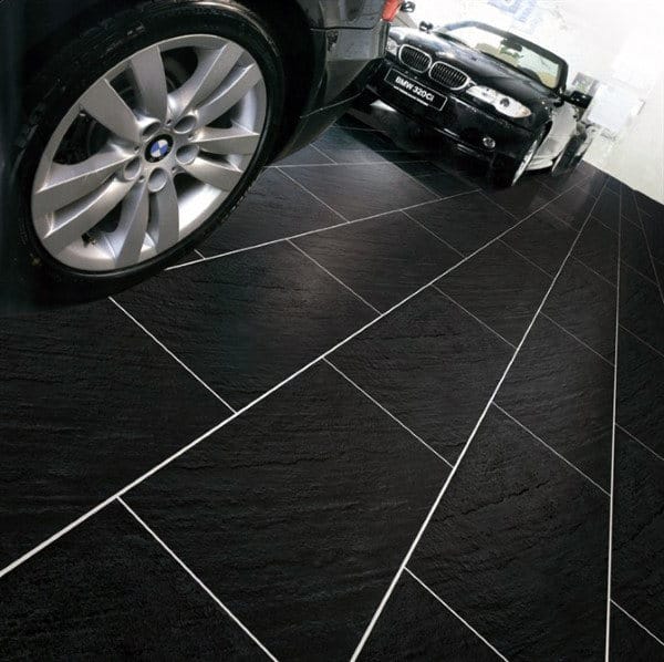 Black Tile With White Grout Mens Home Garage