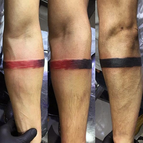 Black To Red Ink Faded Armband Tattoos For Guys