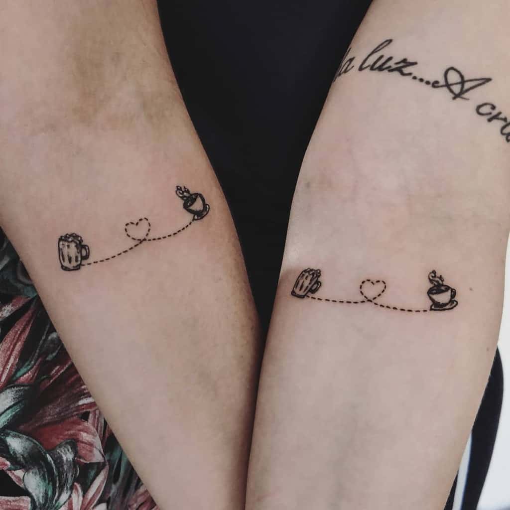 Black Work Coffee Friendship Tattoo