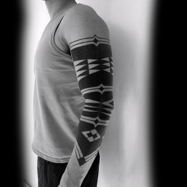 Blackwork Awesome Tribal Tattoo On Men