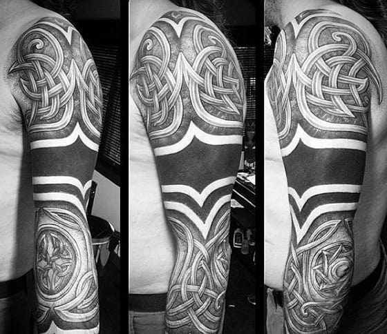 Blackwork Celtic Knot Mens Sleeve Tattoos