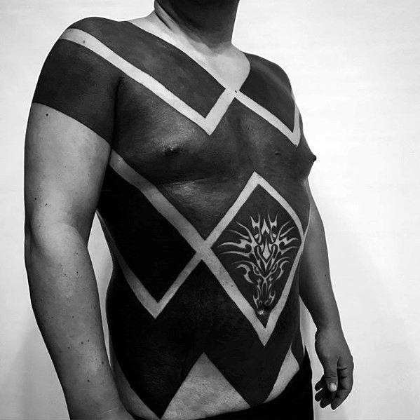 Blackwork Dragon Awesome Tribal Male Tattoos