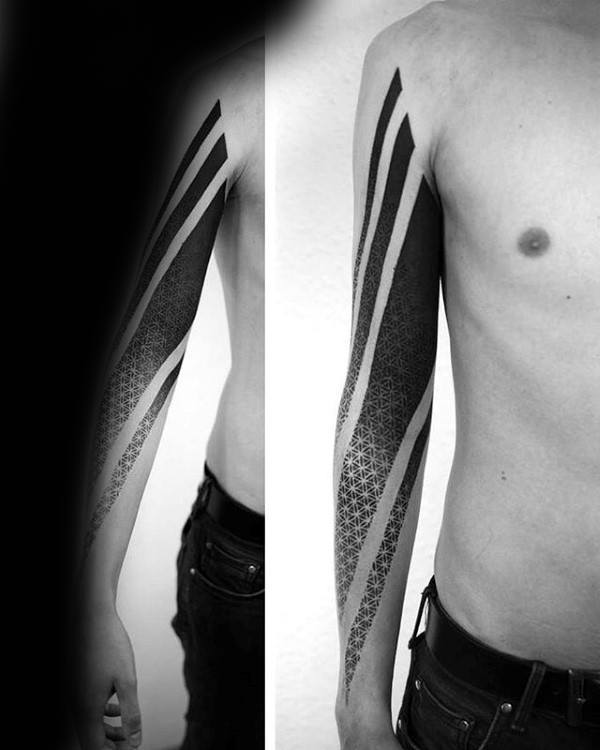Blackwork Faded Factal Mens Full Sleeve Tatoto