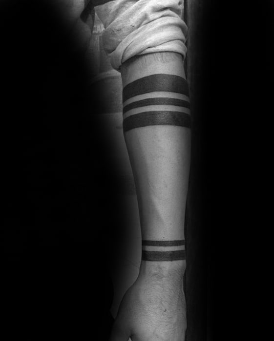 Blackwork Forearm Band Simple Line Tattoos For Guys