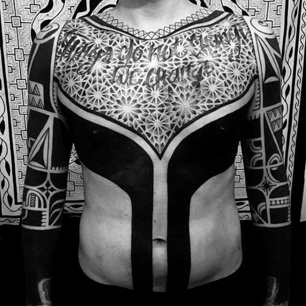 Blackwork Geometric Chest Guys Tattoos