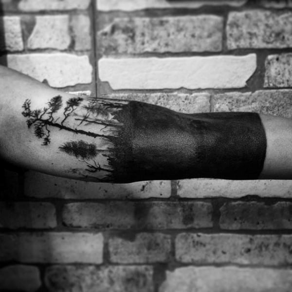 Blackwork Guys Tree Sleeve Tattoos