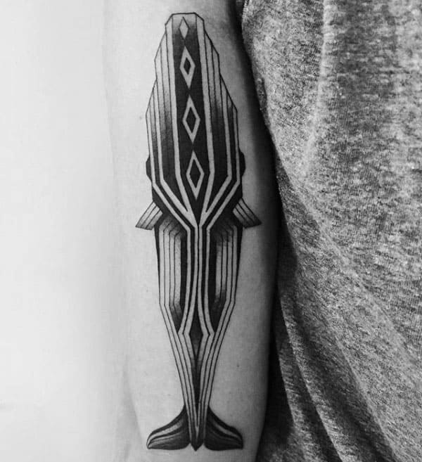 Blackwork Male Lines Whale Tricep Tattoo Designs