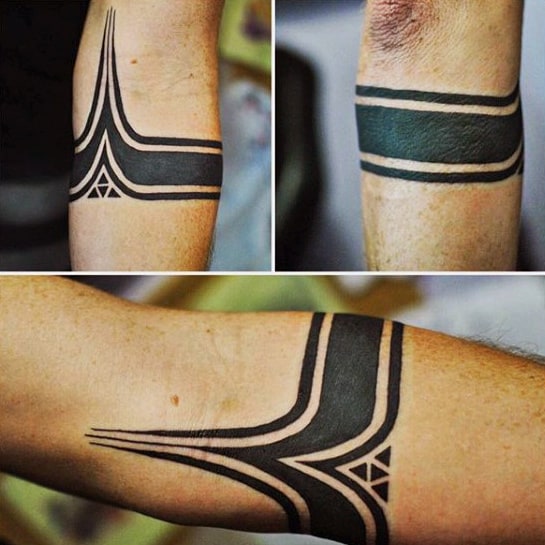 Blackwork Masculine Mens Forearm Band Tattoo