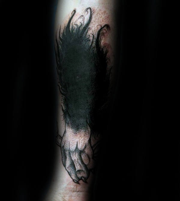 Blackwork Mens Dog Paw Forearm Tattoos