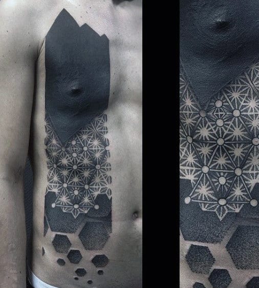 Blackwork Mens Pattern Unique Chest Tattoo