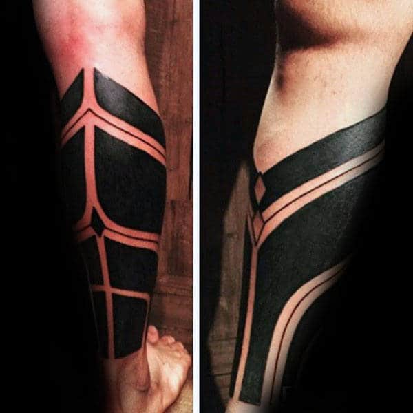Blackwork Modern Tribal Male Tatoos For Legs