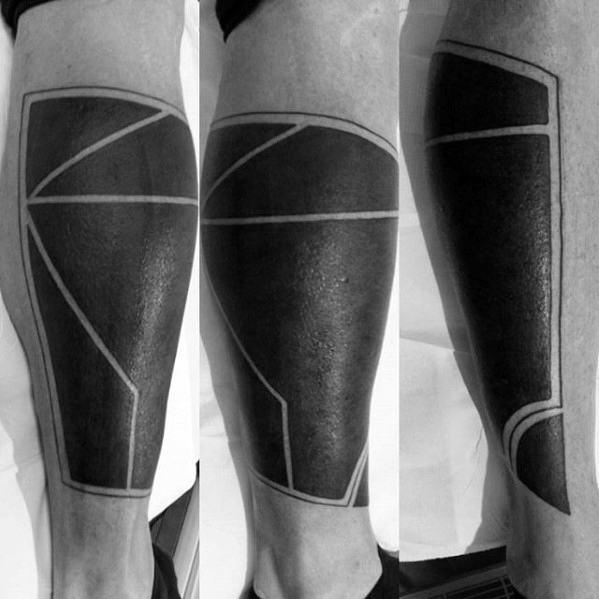 Blackwork Negative Space Geometric Tattoo Cover Up Ideas For Men