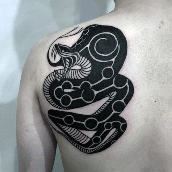 Blackwork Old School Retro Cool Guys Back Tattoo