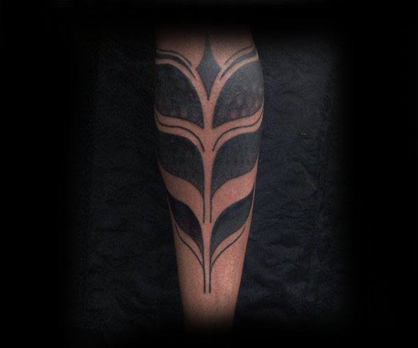 Blackwork Tribal Tattoos For Guys On Lower Leg