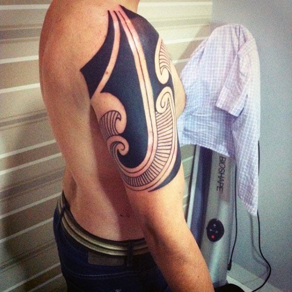 Blackwork Tribal Tattoos For Men On Arm