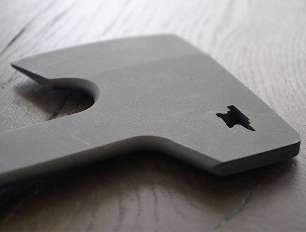 Blade Detail Buck Knives Compadre Camp Axe With Anvil Cut Out Section