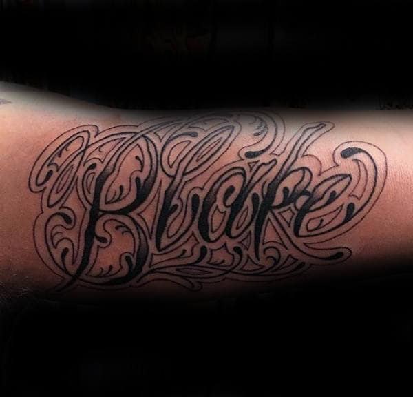 Blake Mens Ornate Name Tattoo On Arm