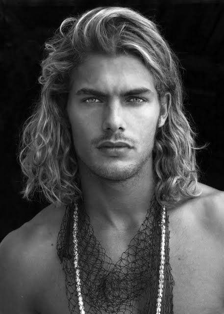 Blond Curly Straight Mens Surfer Haircut