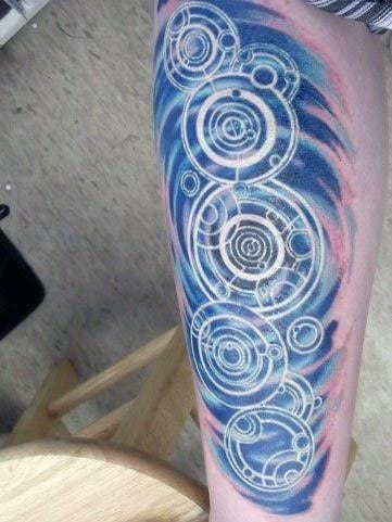 Blue And White Ink Mens Gallifreyan Tattoo